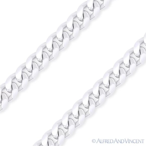 3.3mm Miami Curb Link Italian Chain Necklace in Solid .925 Sterling Silver 26" - Picture 2 of 2